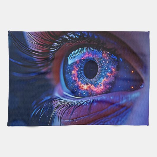 宇宙眼星明るい視線 キッチンタオル (横)