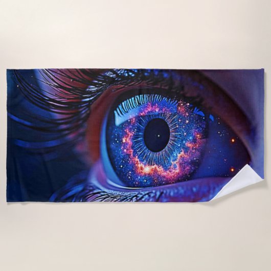 宇宙眼星明るい視線 ビーチタオル (正面)
