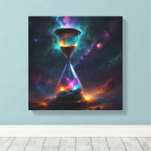 宇宙砂時計が粒と重なり合きらめくう キャンバスプリント (インサイチュ (ウッドフロア))