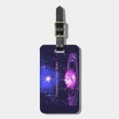 宇宙禅紫色のクリスタルロータスフラワースタースルガ ラゲッジタグ (正面縦)