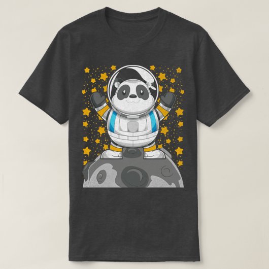 宇宙科学かわいいパンダ動物宇宙飛行士 Tシャツ (デザイン正面)