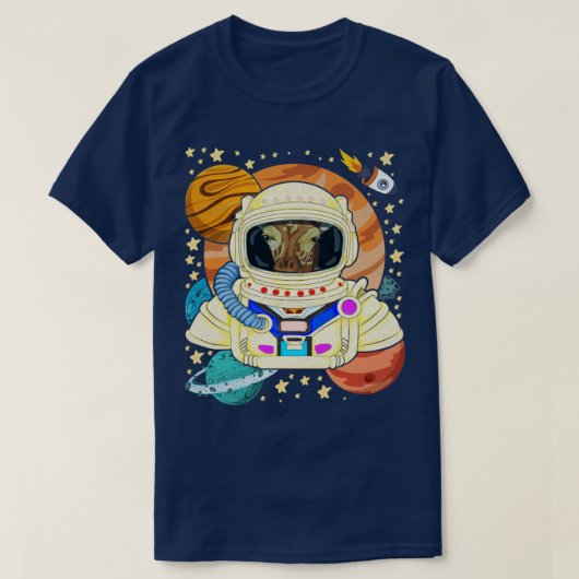 宇宙科学キリン動物宇宙飛行士 Tシャツ (デザイン正面)