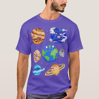宇宙科学天文学の宇宙かわいい惑星 Tシャツ