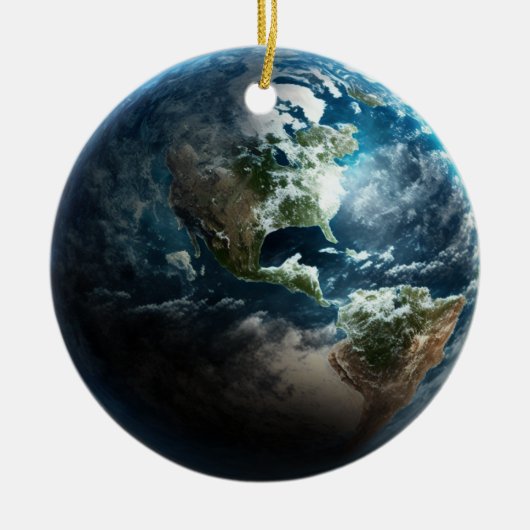 宇宙空間からの米国 セラミックオーナメント (正面)