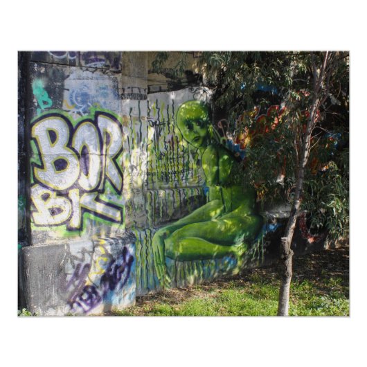 宇宙空間からの緑の訪問者グラフィティ ポスター (正面)