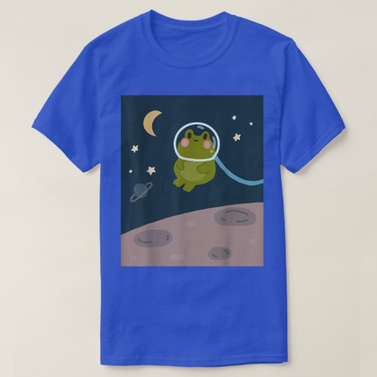 宇宙空間でかわいいカエル Tシャツ (デザイン正面)