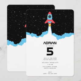 宇宙空間でロケット打ち上げ誕生日 招待状