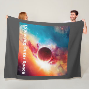 宇宙空間で星雲を探検するブランケット フリースブランケット