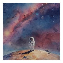 宇宙空間にいる宇宙飛行士 ポスター