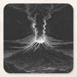 宇宙空間に噴出する白黒 スクエアペーパーコースター