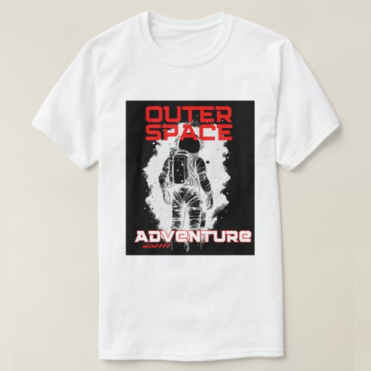 宇宙空間に浮かぶ宇宙飛行士のデザイン Tシャツ (デザイン正面)