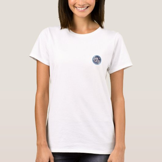 宇宙空間に浮かぶ眠れるコアラの宇宙飛行士 Tシャツ (正面)
