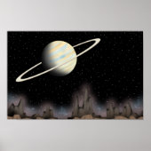 宇宙空間に立つ美しい惑星 ポスター (正面)
