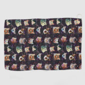 宇宙空間のキャットヘッドのおもしろい銀河系パターン ゴルフタオル (横)