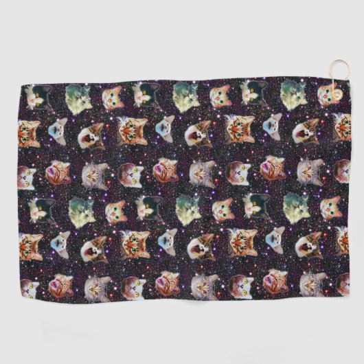 宇宙空間のキャットヘッドのおもしろい銀河系パターン ゴルフタオル (横)