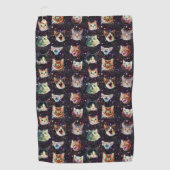 宇宙空間のキャットヘッドのおもしろい銀河系パターン ゴルフタオル (正面)