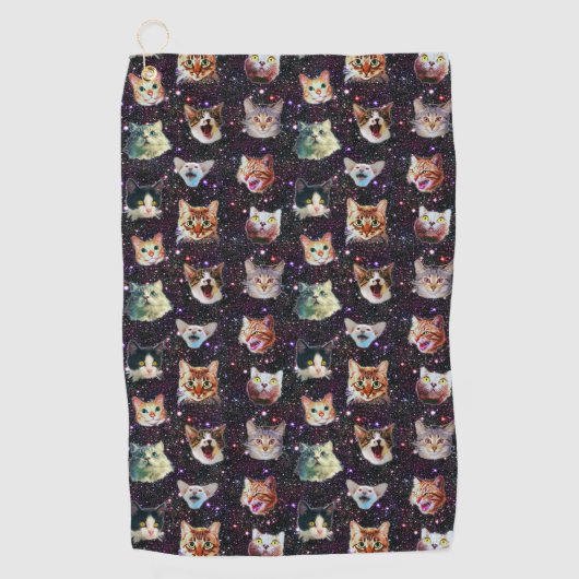 宇宙空間のキャットヘッドのおもしろい銀河系パターン ゴルフタオル (正面)