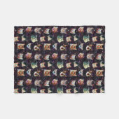 宇宙空間のキャットヘッドのおもしろい銀河系パターン フリースブランケット (正面(横))