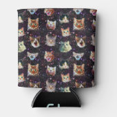 宇宙空間のキャットヘッドのおもしろい銀河系パターン 缶クーラー (正面)