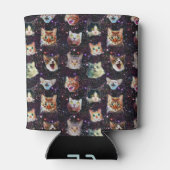 宇宙空間のキャットヘッドのおもしろい銀河系パターン 缶クーラー (裏面)