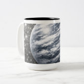 宇宙空間のシルバー惑星 ツートーンマグカップ (正面左)