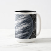 宇宙空間のシルバー惑星 ツートーンマグカップ (正面右)