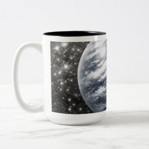 宇宙空間のシルバー惑星 ツートーンマグカップ