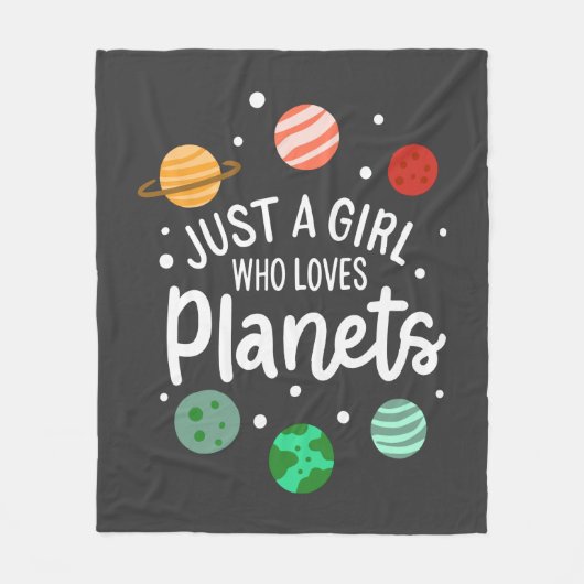 宇宙空間の惑星を愛する少女にすぎない フリースブランケット (正面)