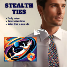 宇宙空間の猫ステルスネックタイ