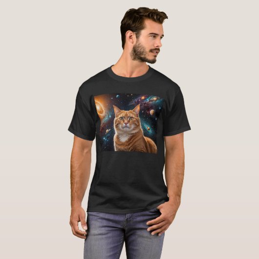 宇宙空間の猫 Tシャツ (正面フル)