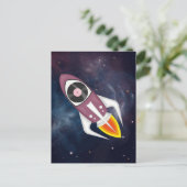 宇宙空間の紫ミュージカルロケット ポストカード (スタンド正面)