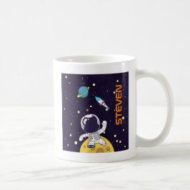 宇宙空間を探検する宇宙飛行士 コーヒーマグカップ