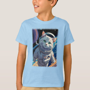 宇宙空間を歩く猫! Tシャツ