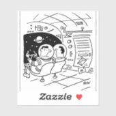 宇宙空間を飛ぶ宇宙船に郵便が届く シール (シート)