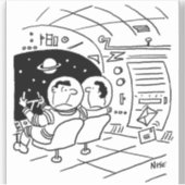宇宙空間を飛ぶ宇宙船に郵便が届く シール (正面)