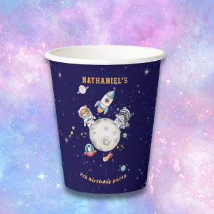 宇宙空間ウッドランド動物誕生日 紙コップ