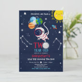 宇宙空間2回目の誕生日パーティー宇宙飛行士ロケット 招待状 (スタンド正面)