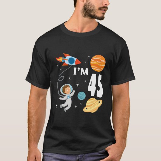 宇宙空間45番目の誕生日宇宙惑星45年 Tシャツ (正面)