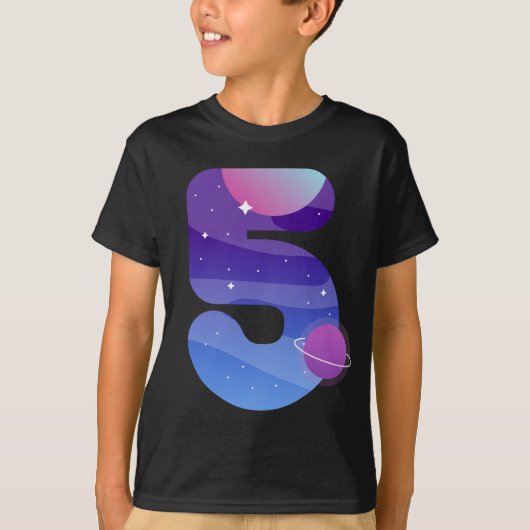 宇宙空間5年前の第5誕生日惑星 Tシャツ (正面)