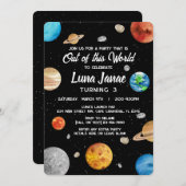 宇宙空間 – この世界の子供の誕生日 招待状 (正面/裏面)