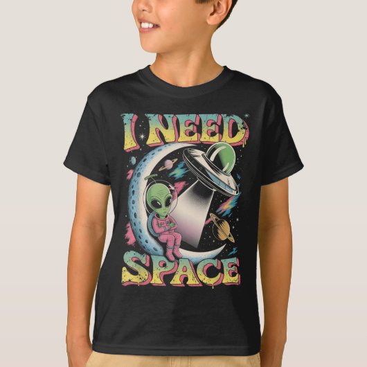 宇宙空間 天文学 エイリアン レトロ Tシャツ (正面)