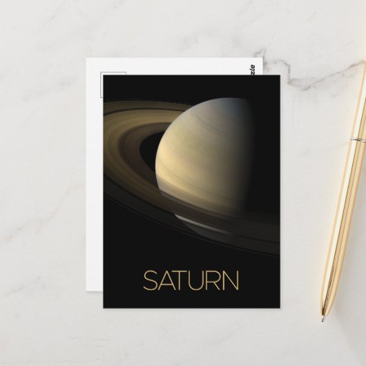 宇宙空間、銀河系、システ太陽のム、惑星サターン ポストカード (正面/裏面インサイチュ)