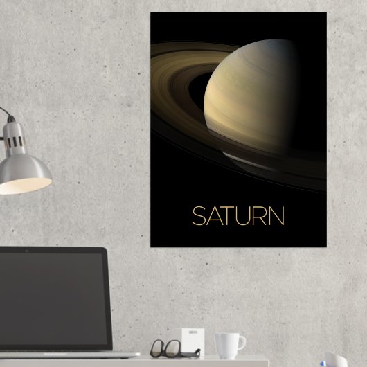 宇宙空間、銀河系、システ太陽のム、惑星サターン 箔ポスター (インサイチュ (デスク2))