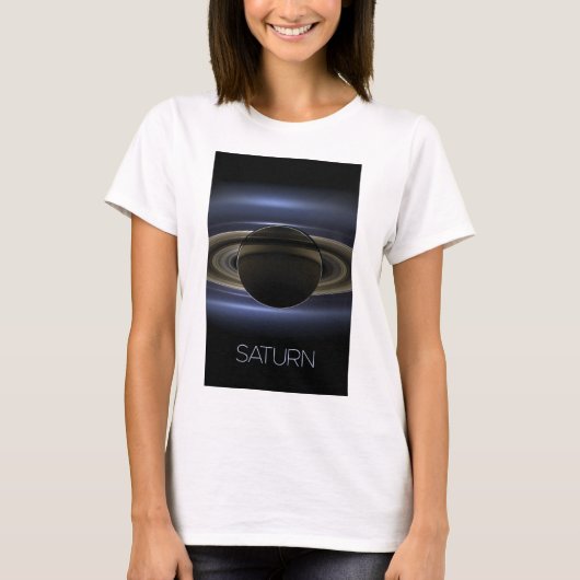 宇宙空間、銀河系、システ太陽のム、惑星サターン Tシャツ (正面)
