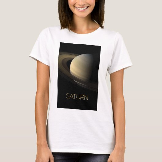 宇宙空間、銀河系、システ太陽のム、惑星サターン Tシャツ (正面)