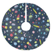 宇宙空間UFOロケット土星水の色 ブラッシュドポリエステルツリースカート (正面)