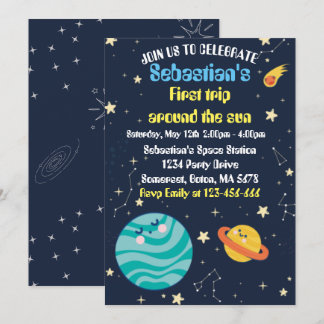 宇宙第1の誕生日パーティー最初ののまわりに旅ザ太陽 招待状