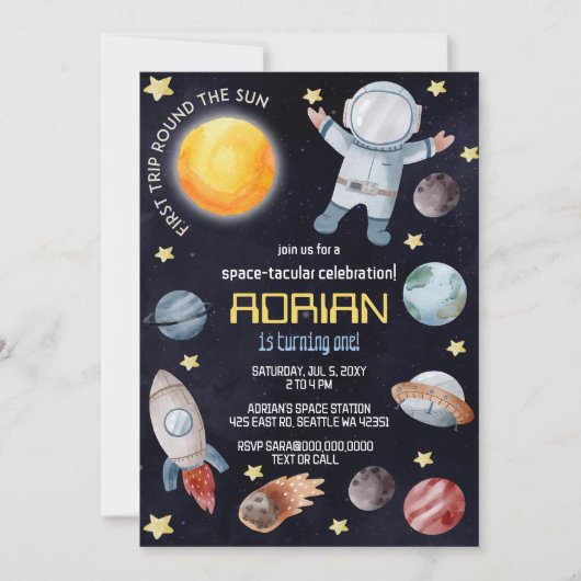 宇宙第1の誕生日パーティー最初ののまわりに旅ザ太陽 招待状 (正面)