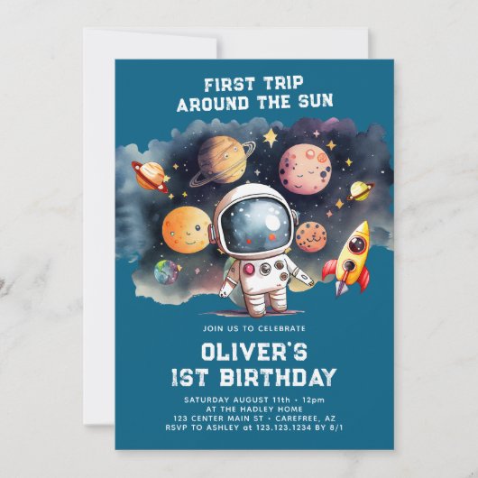 宇宙第1の誕生日パーティー最初ののまわりに旅ザ太陽 招待状 (正面)