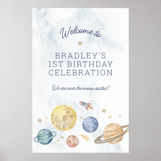 宇宙第1回誕生日ポスター歓迎サイン ポスター (正面)